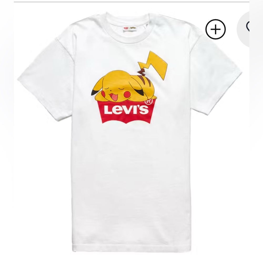 LEVI’S X POKÉMON Unisex T-Shirt Sleeping Pikachu Size Large White 25 Anniversary